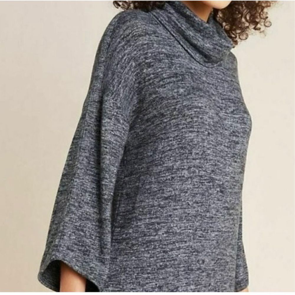 Anthropologie -Saturday Sunday Heather grey cowl turtle neck sweater